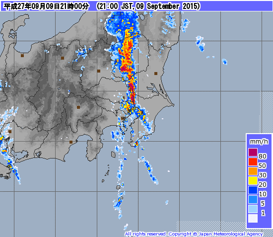線状降水帯・関東